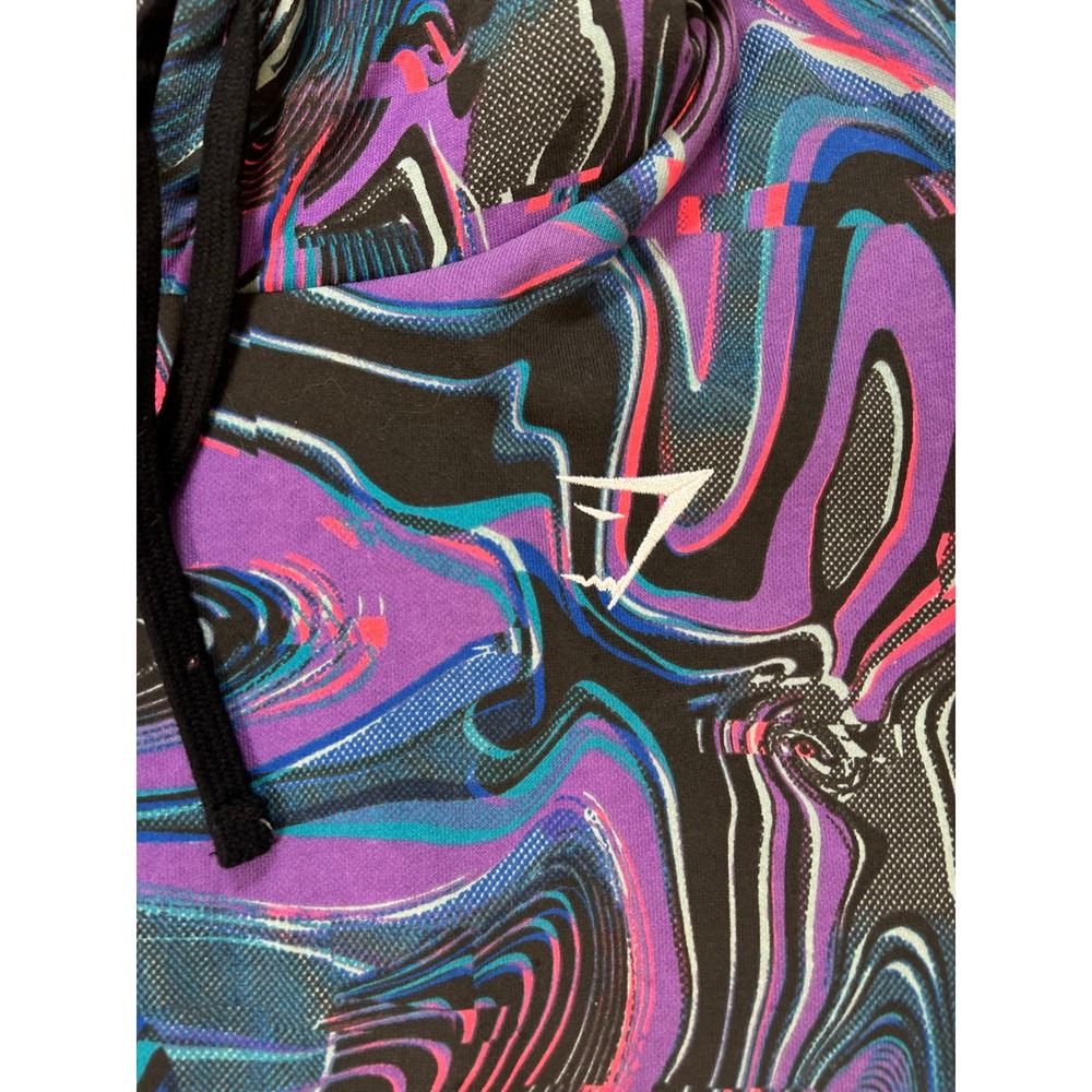 Gymshark Hoodie Mens Small Purple Blue Swirl Psychedelic Pullover Sweatshirt - Picture 2 of 8